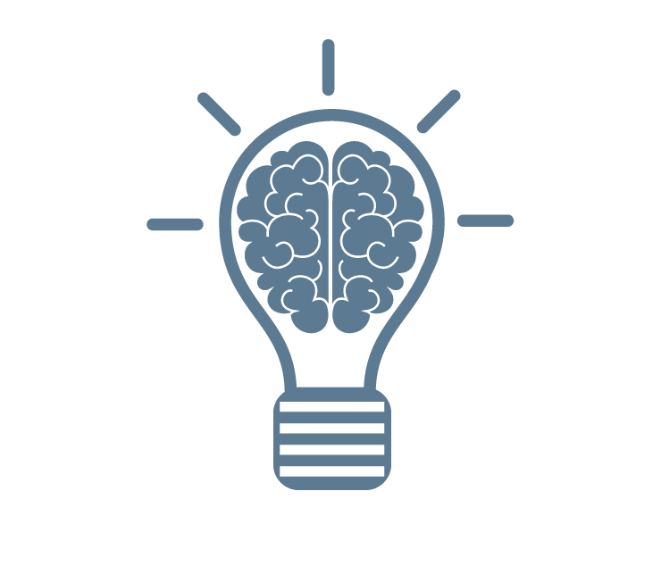 Lightbulb with a brain inside, representing ideas and innovation